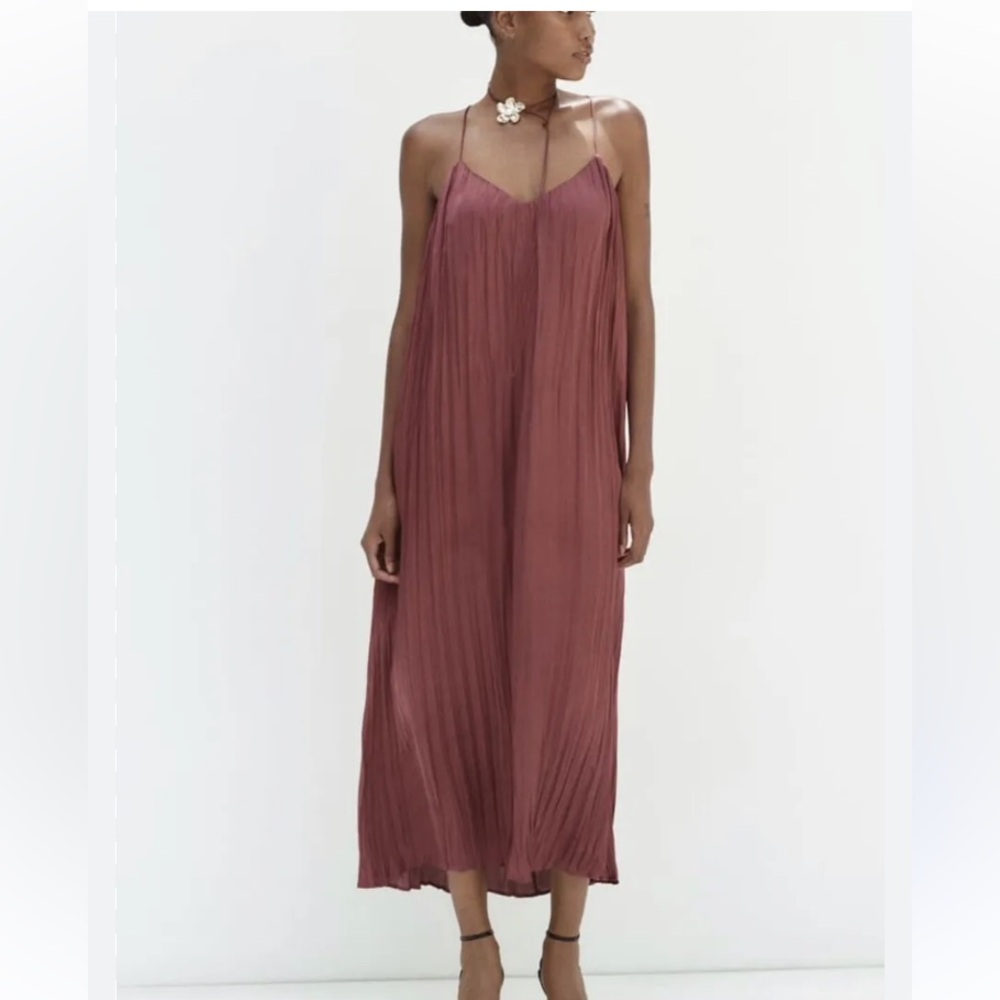 Zara Winkle Effect Midi Slip Dress